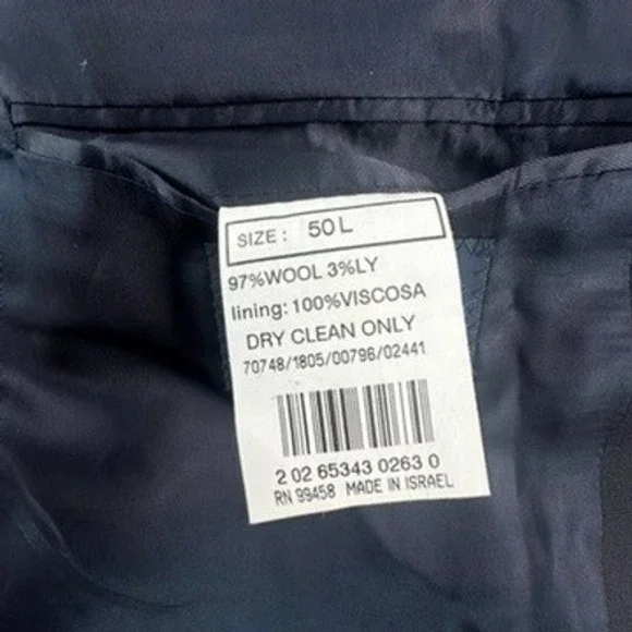 Brooks Mens 50L Blazer Jacket Suit Sport Coat Navy Blue Stretch Three Button - Picture 9 of 16